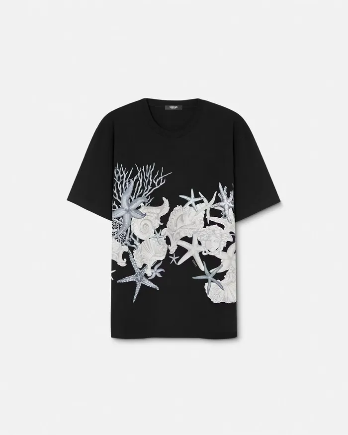 TShirts and Polos Men Versace Barocco Sea Graphic TShirt Blackprint