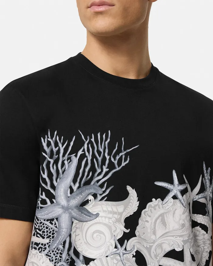 TShirts and Polos Men Versace Barocco Sea Graphic TShirt Blackprint
