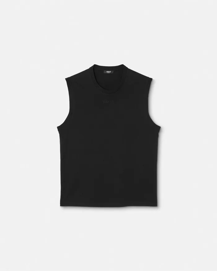 TShirts and Polos Men Versace Embroidered Logo Tank Top Black