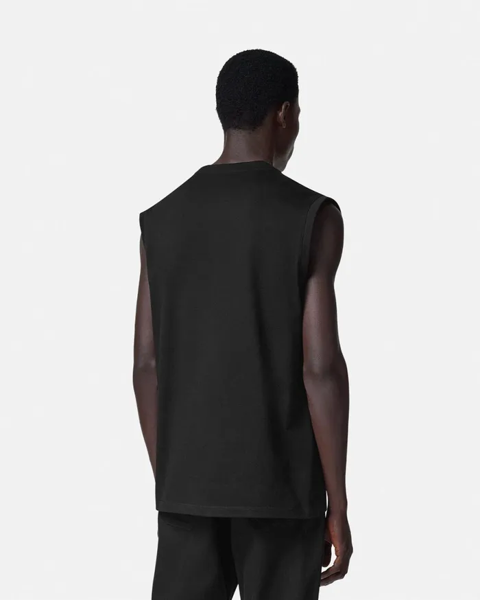 TShirts and Polos Men Versace Embroidered Logo Tank Top Black