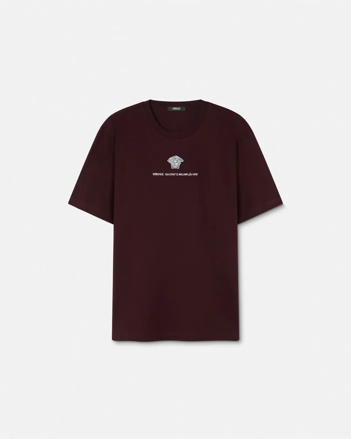 TShirts and Polos Men Versace Embroidered Medusa Milano TShirt Brown