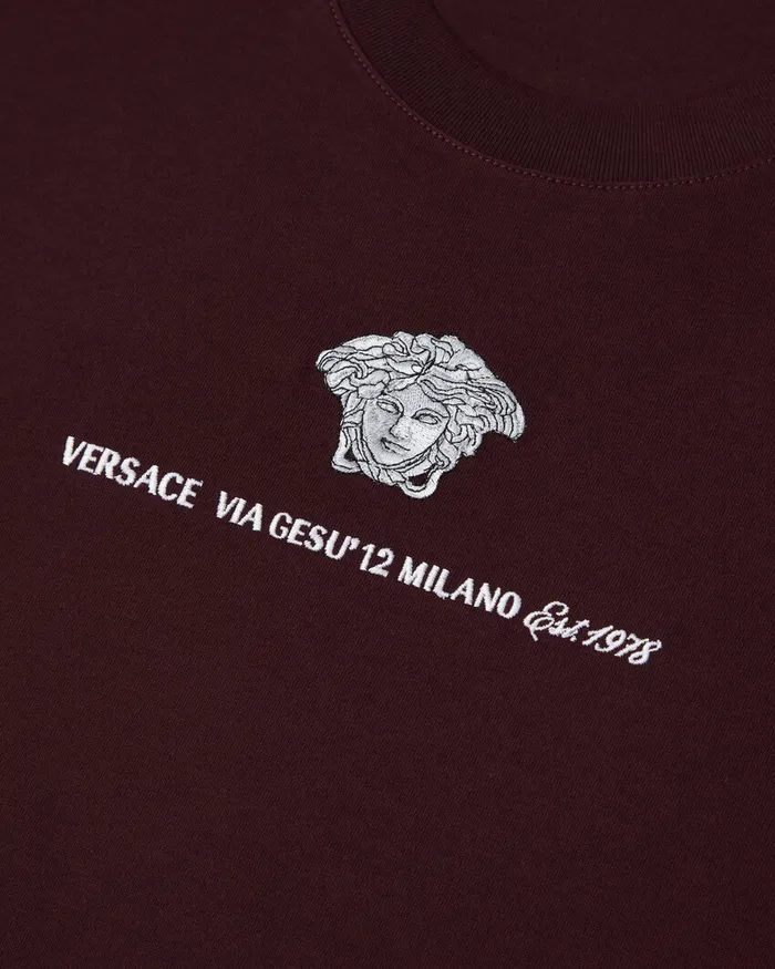 TShirts and Polos Men Versace Embroidered Medusa Milano TShirt Brown