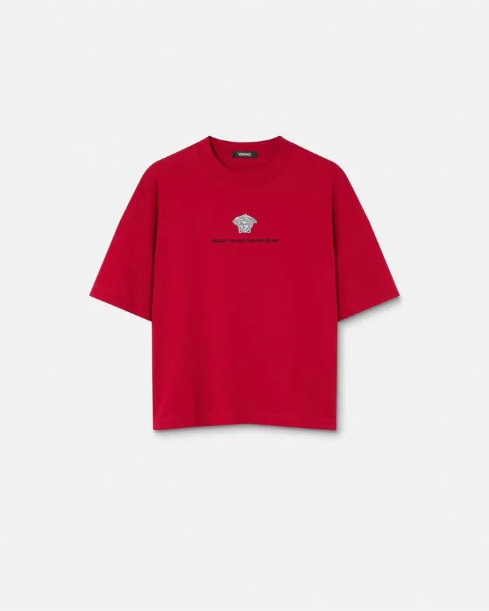 TShirts and Polos Men Versace Embroidered Medusa Milano TShirt Red