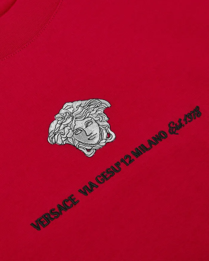 TShirts and Polos Men Versace Embroidered Medusa Milano TShirt Red