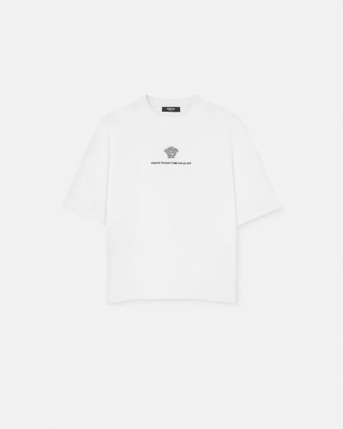 TShirts and Polos Men Versace Embroidered Medusa Milano TShirt White