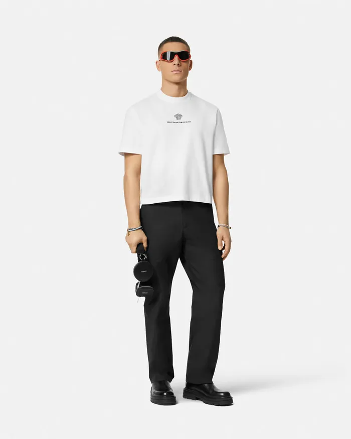 TShirts and Polos Men Versace Embroidered Medusa Milano TShirt White