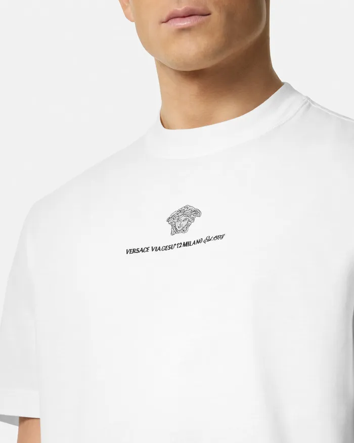 TShirts and Polos Men Versace Embroidered Medusa Milano TShirt White