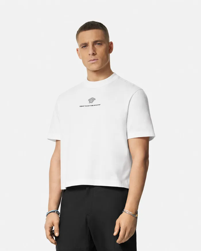 TShirts and Polos Men Versace Embroidered Medusa Milano TShirt White