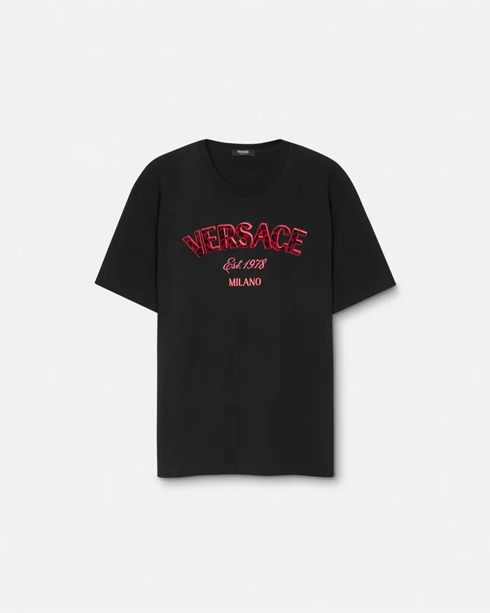 TShirts and Polos Men Versace Embroidered Wild Stamp TShirt Black