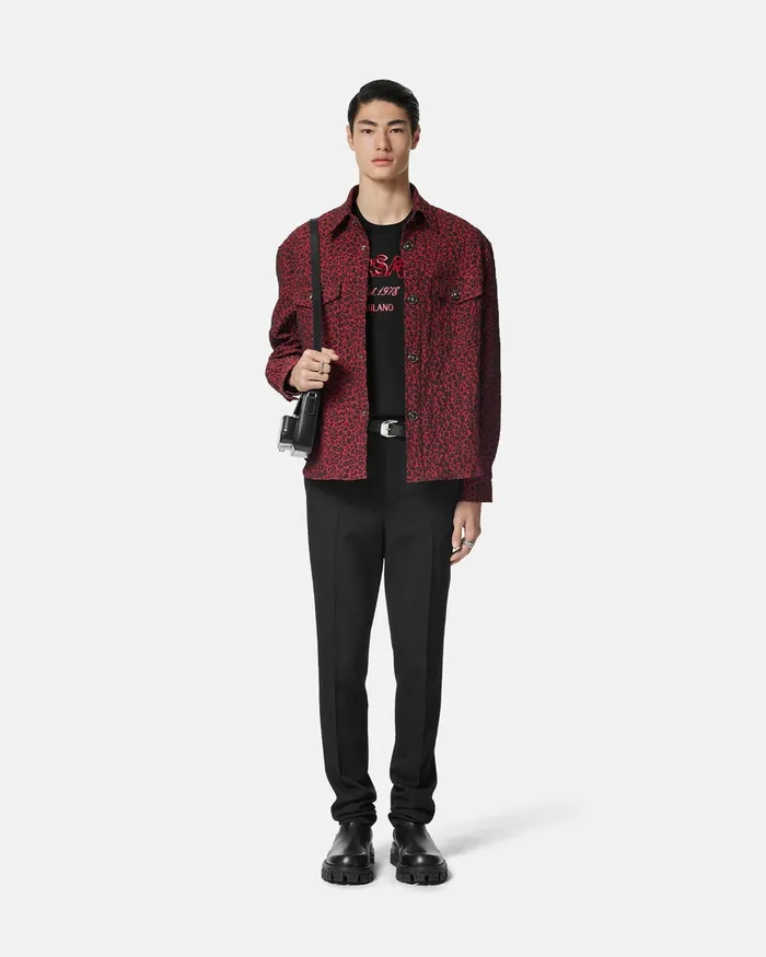 TShirts and Polos Men Versace Embroidered Wild Stamp TShirt Black