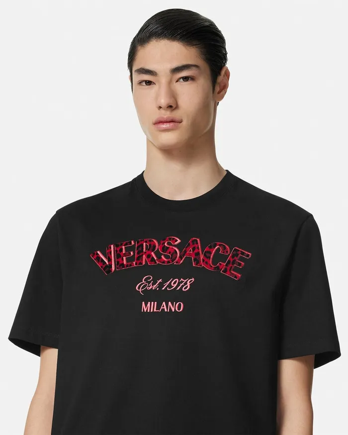TShirts and Polos Men Versace Embroidered Wild Stamp TShirt Black