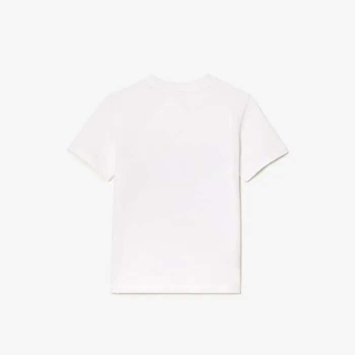 TShirts and Tops Kids Lacoste Kids039 Crocodile Print Cotton TShirt White 001
