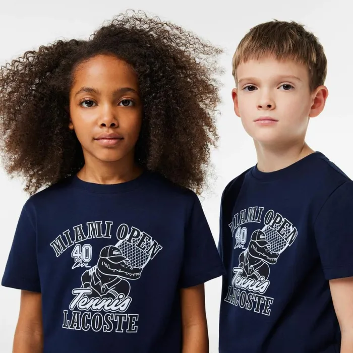 TShirts and Tops Kids Lacoste Kids039 Miami Open Edition UltraDry Tennis TShirt Navy Blue 166