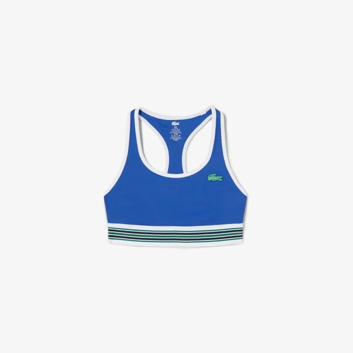 TShirts and Tops Women Lacoste Women039s Lacoste X Bandier All Motion Striped Sports Bra Blue Siy