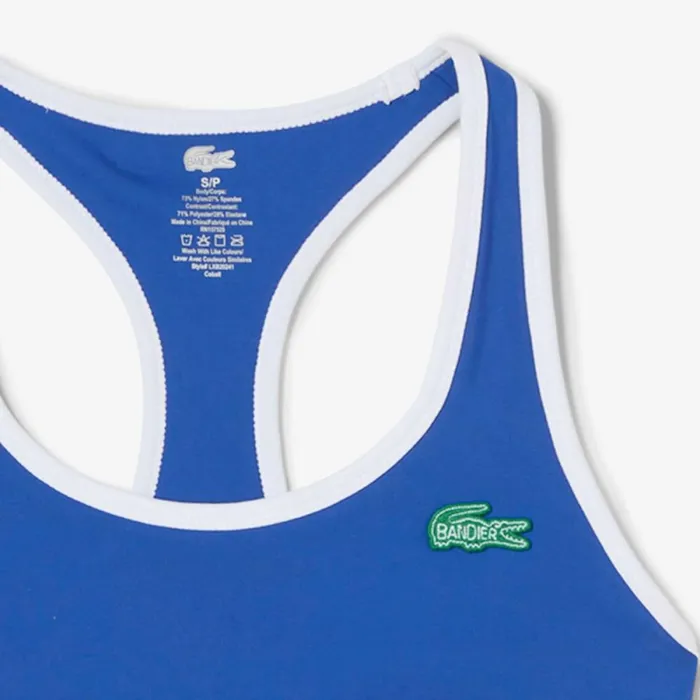 TShirts and Tops Women Lacoste Women039s Lacoste X Bandier All Motion Striped Sports Bra Blue Siy