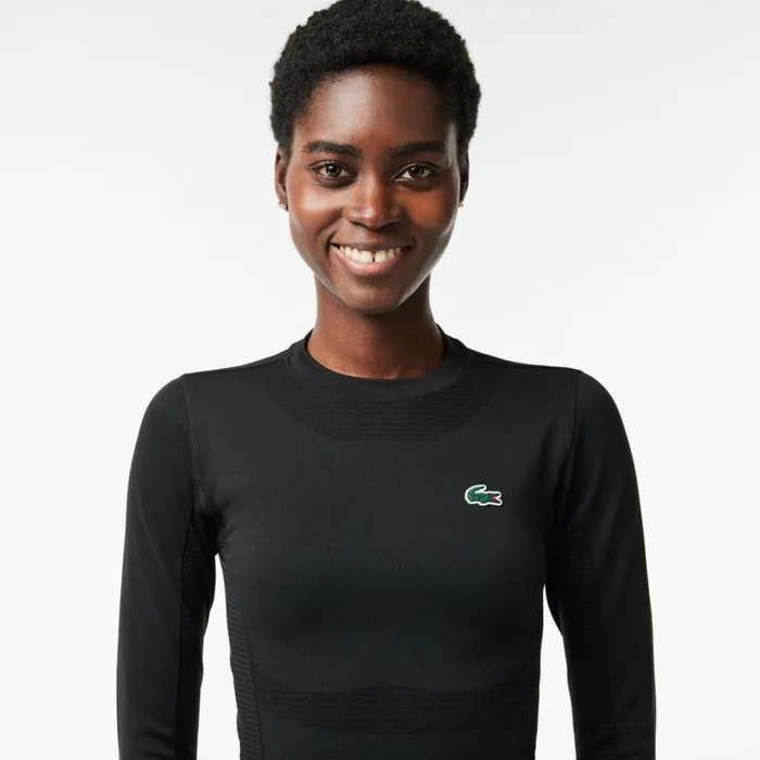 TShirts and Tops Women Lacoste Women039s Long Sleeve Seamless Sport Crop Top Black 031