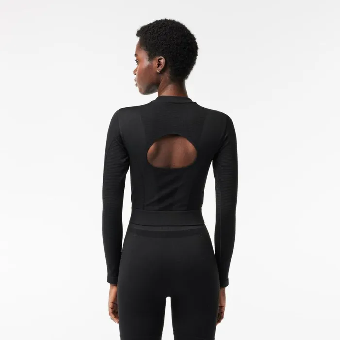 TShirts and Tops Women Lacoste Women039s Long Sleeve Seamless Sport Crop Top Black 031
