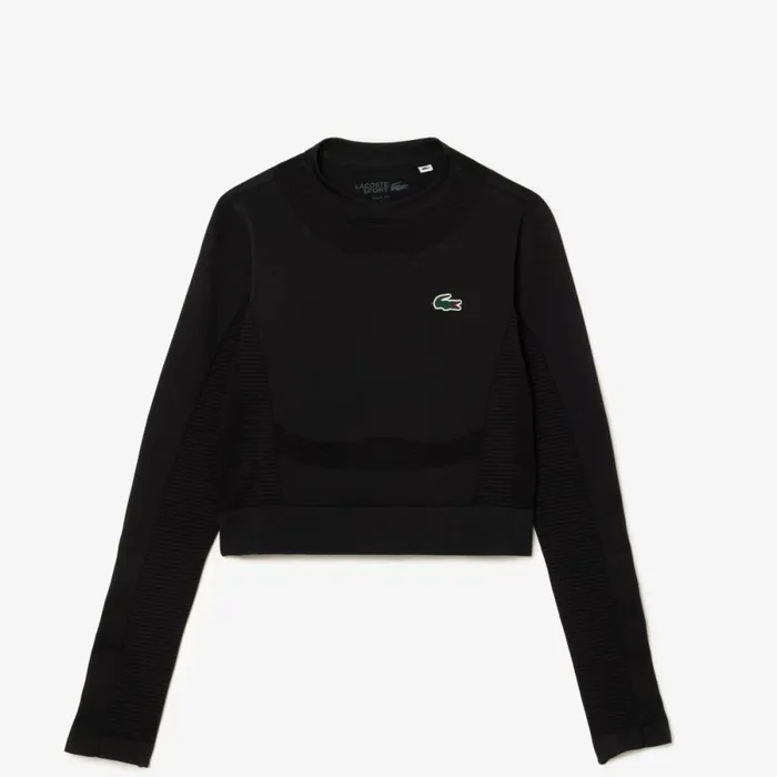 TShirts and Tops Women Lacoste Women039s Long Sleeve Seamless Sport Crop Top Black 031