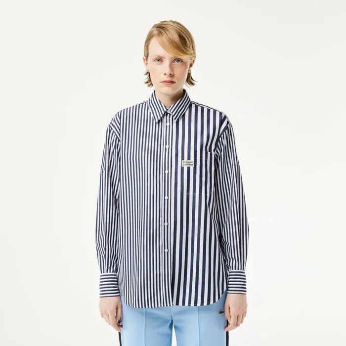 TShirts and Tops Women Lacoste Women039s Striped Cotton Poplin Shirt Navy Blue White 525 TShirts and Tops Women Lacoste Women039s Striped Cotton Poplin Shirt Navy Blue White 525