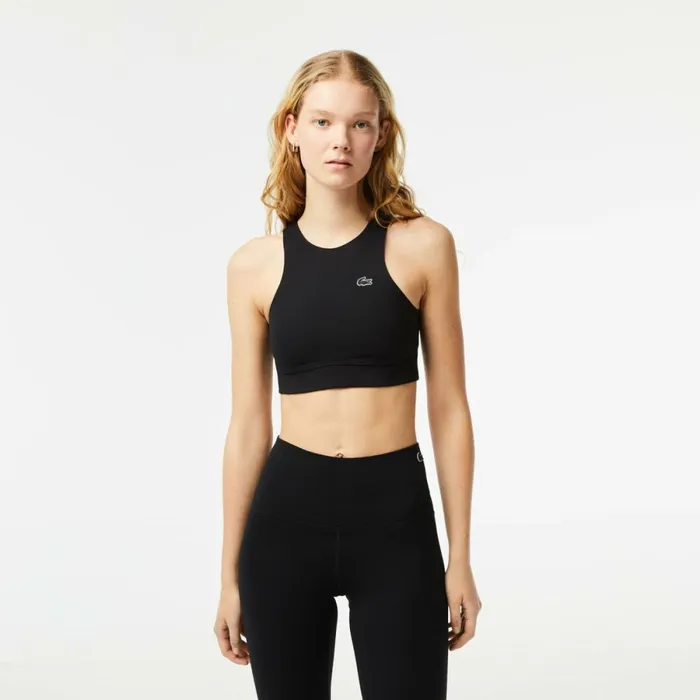 TShirts and Tops Women Lacoste Womens QuickDry Stretch Sports Bra Black 031