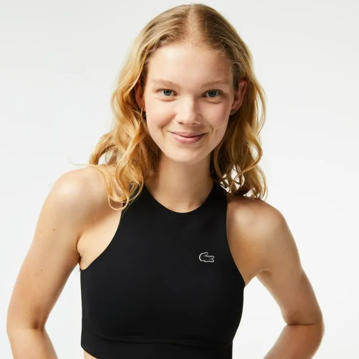 TShirts and Tops Women Lacoste Womens QuickDry Stretch Sports Bra Black 031