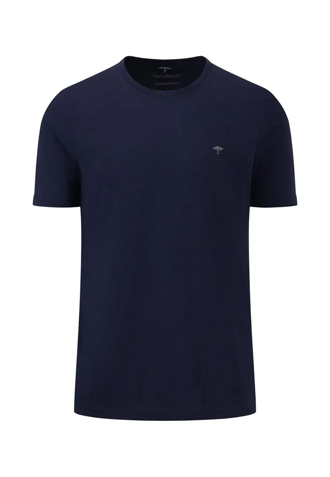Tshirts Men FYNCHHATTON Basic Tshirt With A Round Neckline Whitepacificmidnightasphaltnavyblack