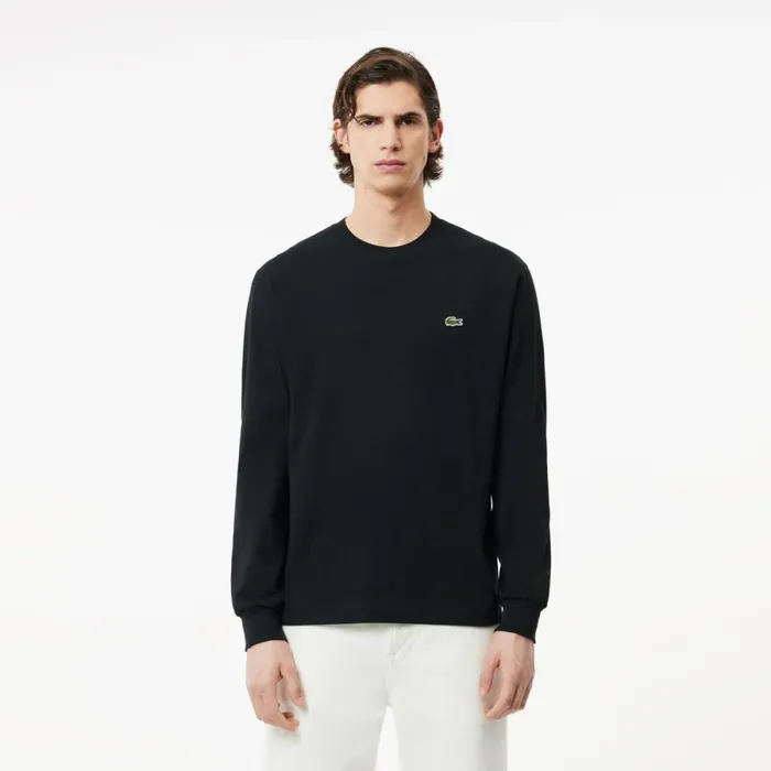 TShirts Men Lacoste Men039s Long Sleeve Cotton Jersey TShirt Black 031