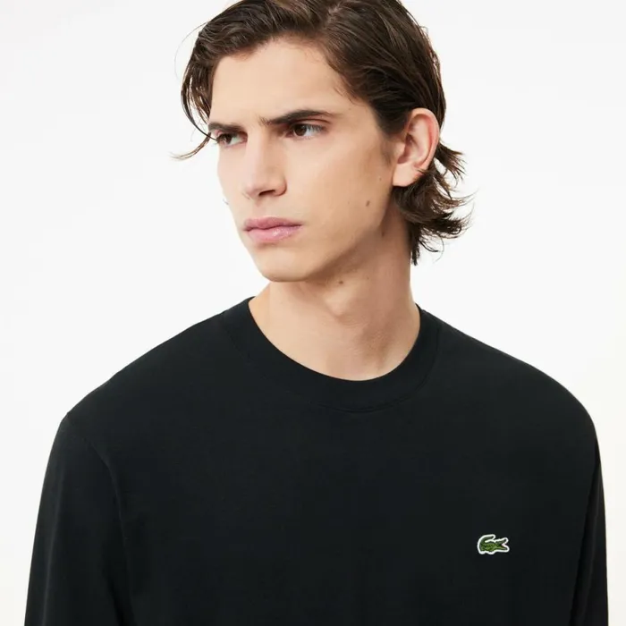TShirts Men Lacoste Men039s Long Sleeve Cotton Jersey TShirt Black 031