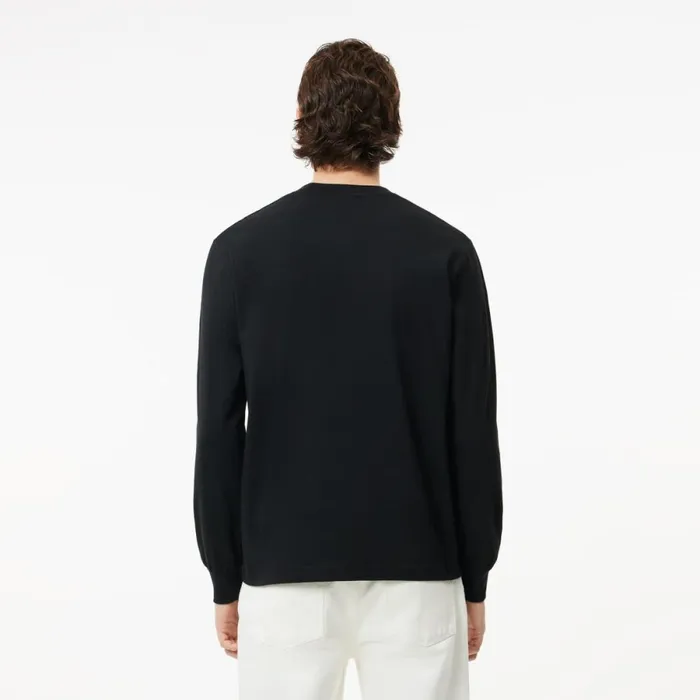 TShirts Men Lacoste Men039s Long Sleeve Cotton Jersey TShirt Black 031