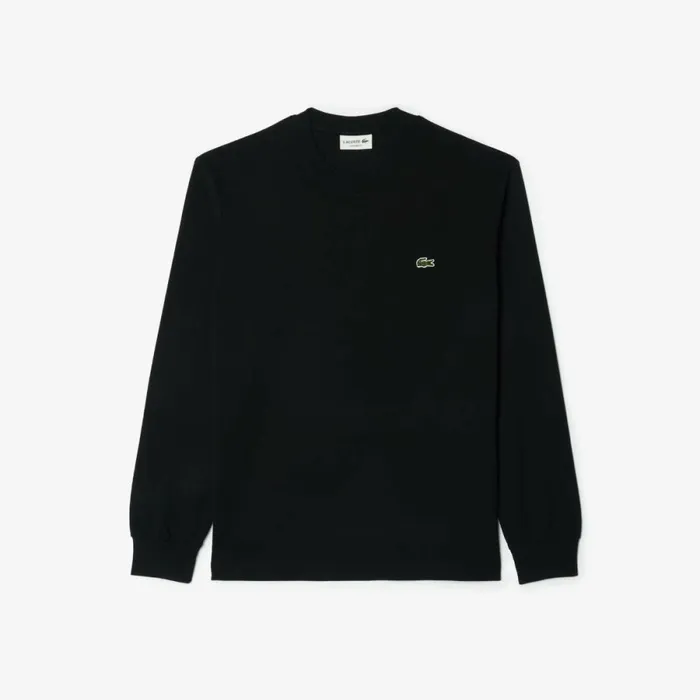 TShirts Men Lacoste Men039s Long Sleeve Cotton Jersey TShirt Black 031
