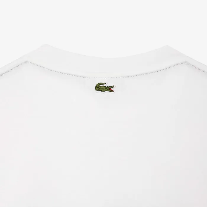 TShirts Men Lacoste Men039s Loose Fit Cotton Jersey Print TShirt White 001