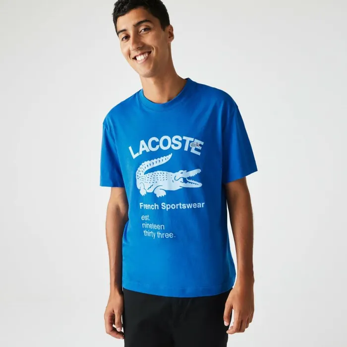TShirts Men Lacoste Men039s Relaxed Fit Crocodile TShirt Blue K1q