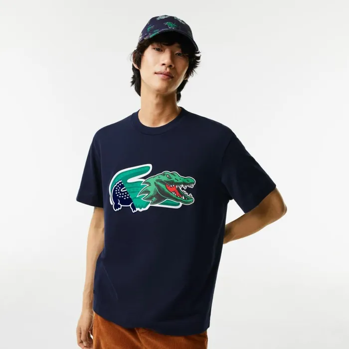 TShirts Men Lacoste Men039s Relaxed Fit Oversized Crocodile TShirt Navy Blue 166 TShirts Men Lacoste Men039s Relaxed Fit Oversized Crocodile TShirt Navy Blue 166