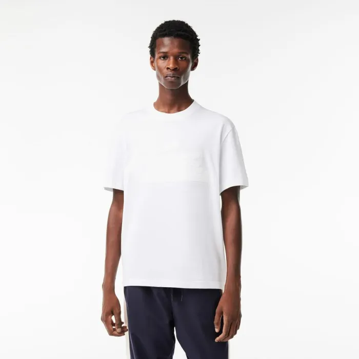 TShirts Men Lacoste Men039s Relaxed Fit Quilted Badge Jersey TShirt White 001 TShirts Men Lacoste Men039s Relaxed Fit Quilted Badge Jersey TShirt White 001