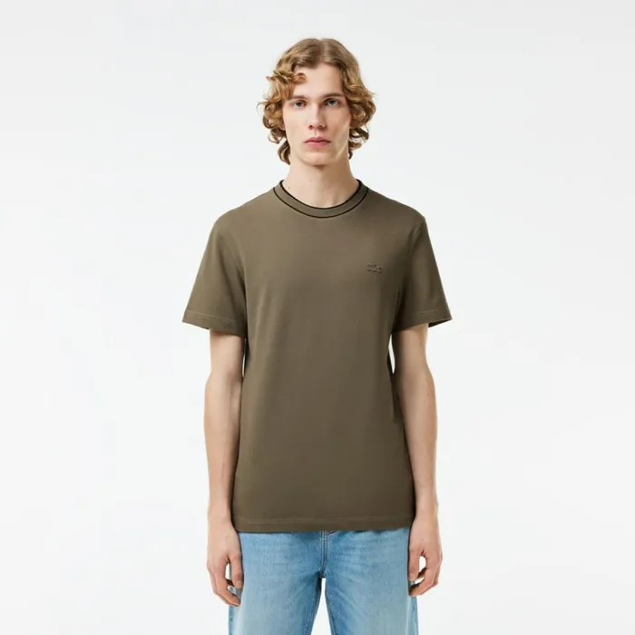 TShirts Men Lacoste Men039s Stretch Piqu Stripe Collar TShirt Khaki Green 316 TShirts Men Lacoste Men039s Stretch Piqu Stripe Collar TShirt Khaki Green 316