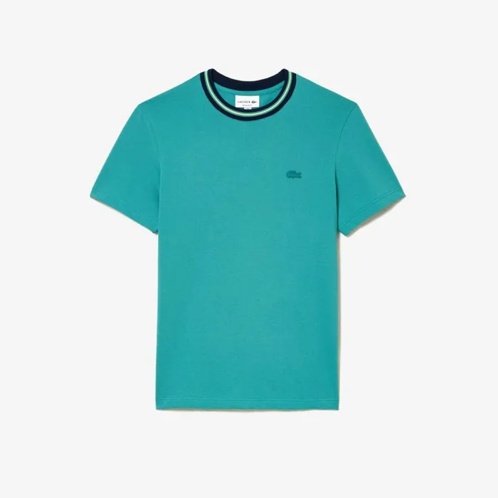 TShirts Men Lacoste Men039s Stripe Collar Stretch Piqu TShirt Blue Si0