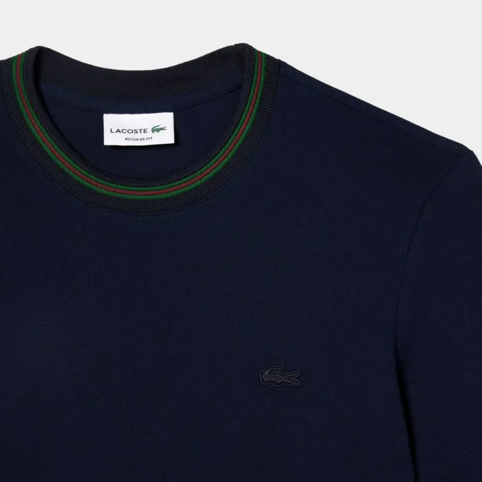 TShirts Men Lacoste Men039s Stripe Collar Stretch Piqu TShirt Navy Blue 166
