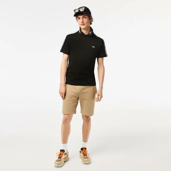TShirts Men Lacoste Mens Regular Fit Logo Stripe TShirt Black 031