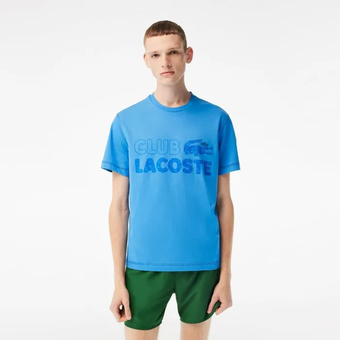 TShirts Men Lacoste Mens Vintage Print Organic Cotton TShirt Ethereal Blue L99 TShirts Men Lacoste Mens Vintage Print Organic Cotton TShirt Ethereal Blue L99