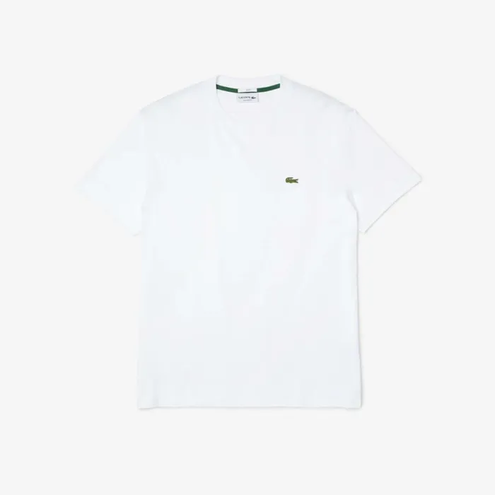 TShirts MenWomen Lacoste Unisex Crew Neck Organic Cotton TShirt White 001