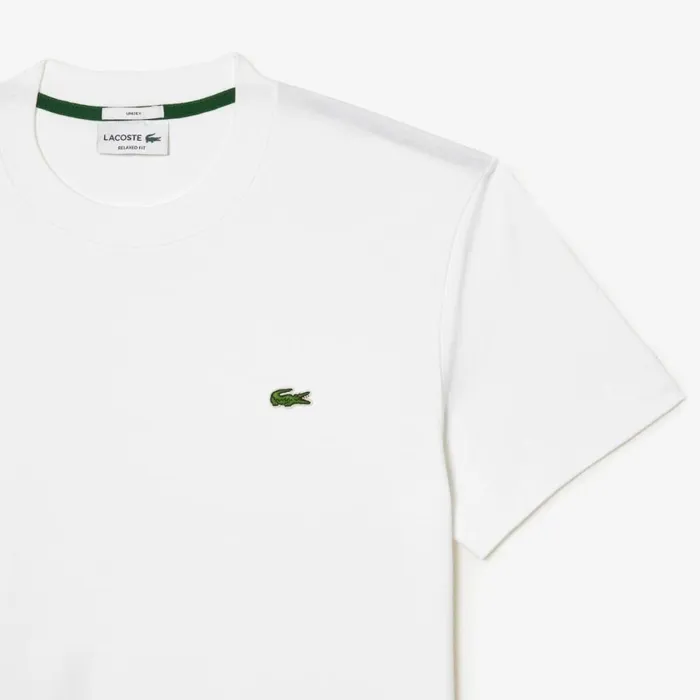 TShirts MenWomen Lacoste Unisex Crew Neck Organic Cotton TShirt White 001