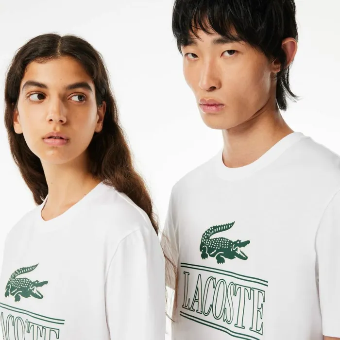 TShirts MenWomen Lacoste Unisex Regular Fit Heavy Cotton Jersey TShirt White 001