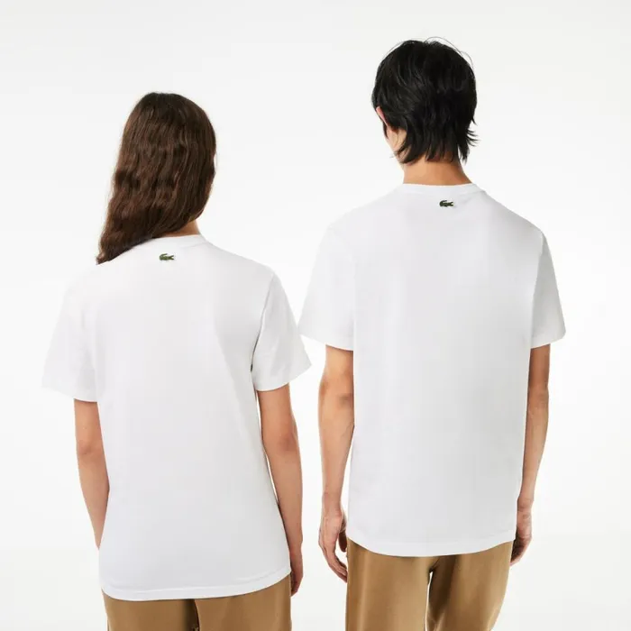 TShirts MenWomen Lacoste Unisex Regular Fit Heavy Cotton Jersey TShirt White 001