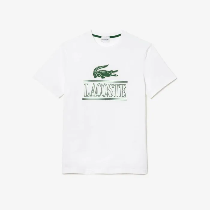 TShirts MenWomen Lacoste Unisex Regular Fit Heavy Cotton Jersey TShirt White 001