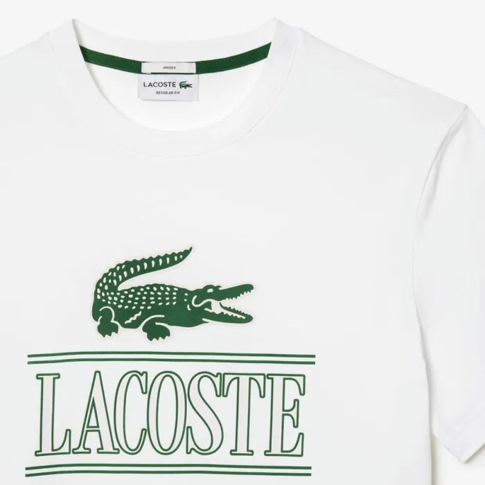 TShirts MenWomen Lacoste Unisex Regular Fit Heavy Cotton Jersey TShirt White 001