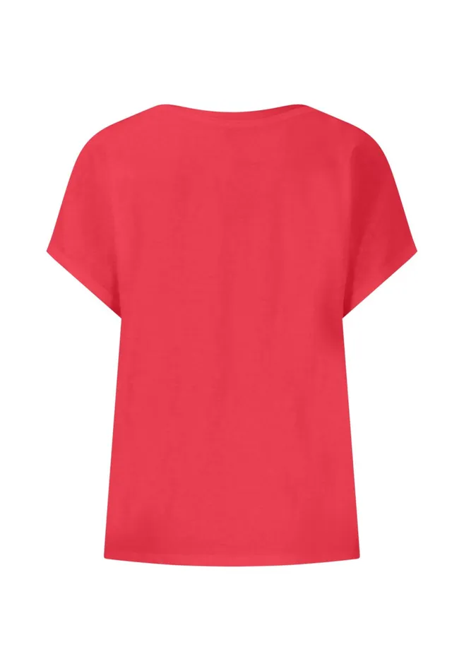 Tshirts Women FYNCHHATTON CottonTshirt With Botanical Print Summer Redlight Blue