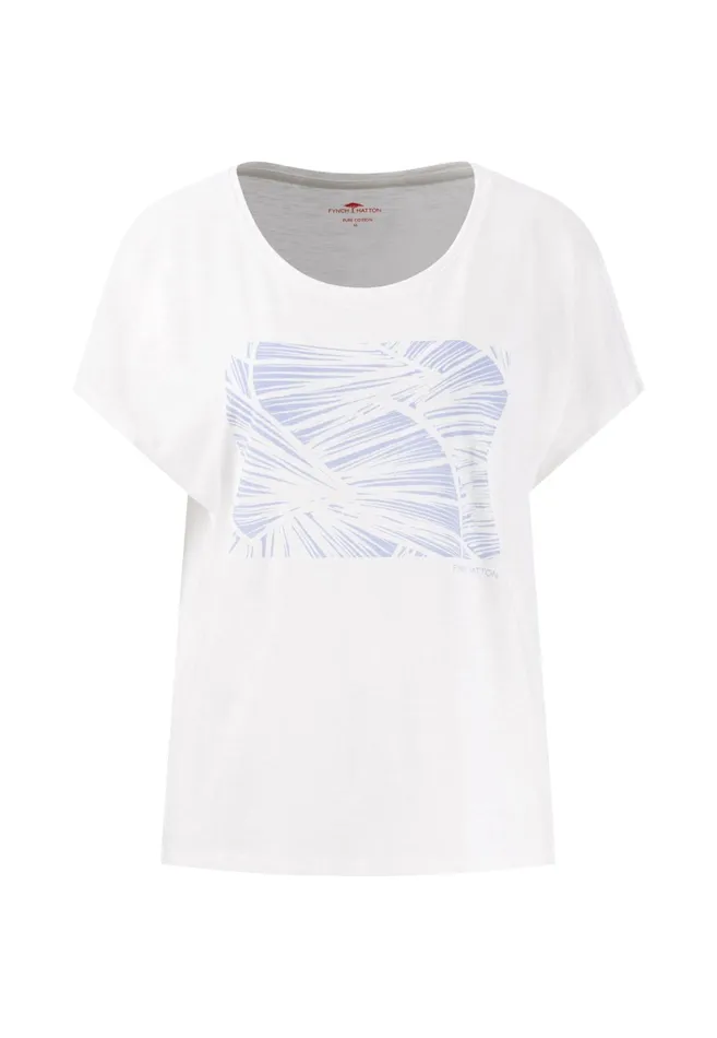 Tshirts Women FYNCHHATTON CottonTshirt With Botanical Print Summer Redlight Blue