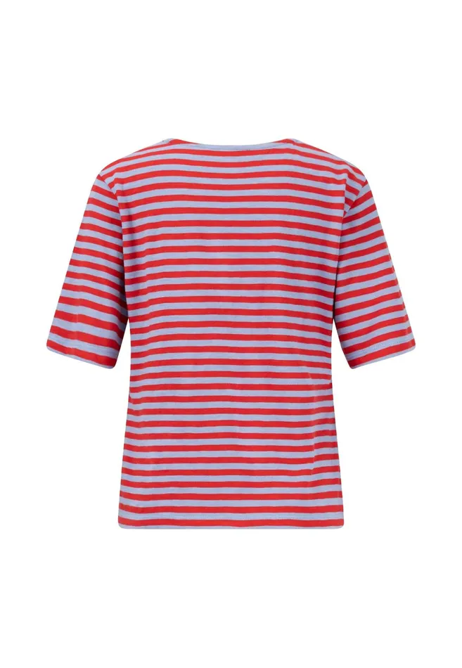 Tshirts Women FYNCHHATTON Striped Stallion Shirt Made Of Cotton Sandsummer Redfresh Roselight Blue