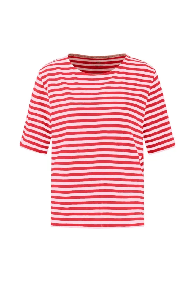 Tshirts Women FYNCHHATTON Striped Stallion Shirt Made Of Cotton Sandsummer Redfresh Roselight Blue