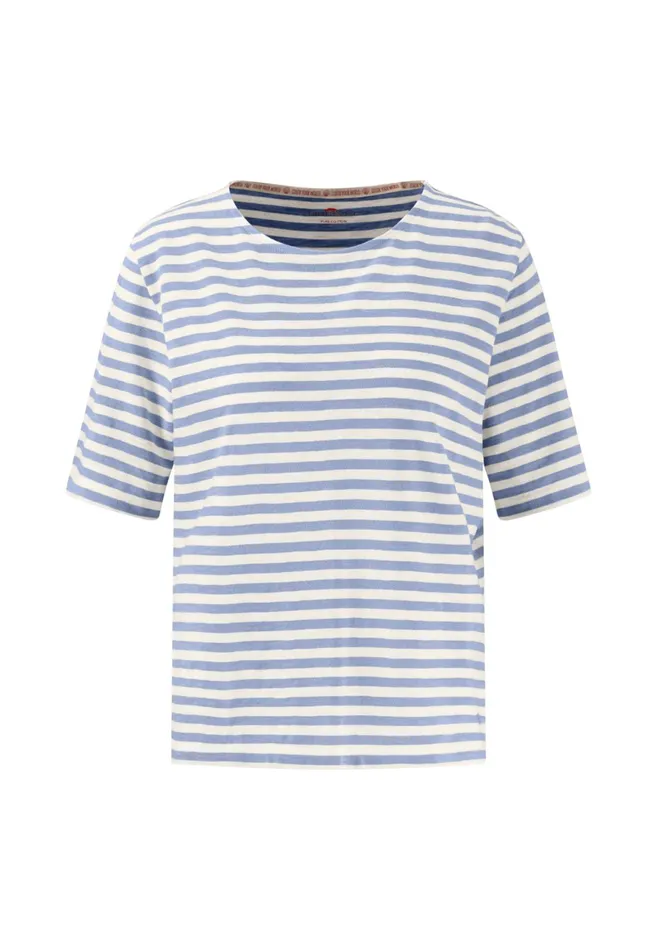 Tshirts Women FYNCHHATTON Striped Stallion Shirt Made Of Cotton Sandsummer Redfresh Roselight Blue